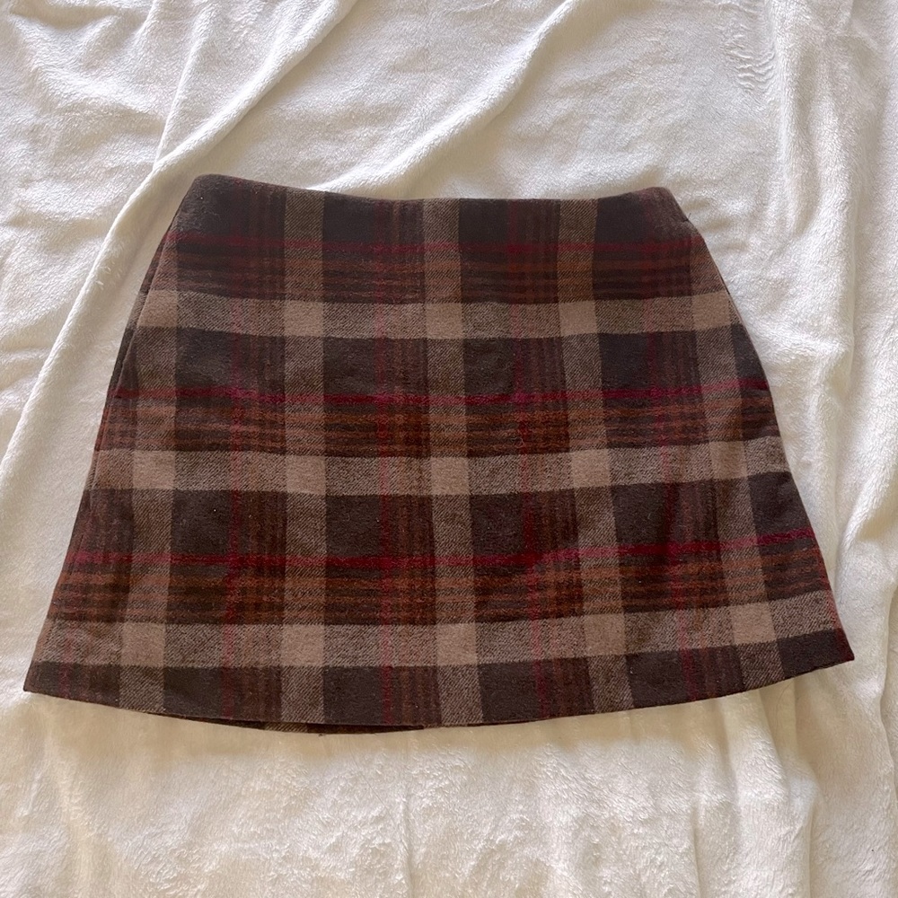 NWOT Dark Academia Brown Wool Miniskirt
